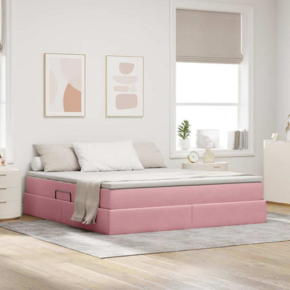Letto con contenitore e materasso Rosa 160 x 200 cm Velluto | homemem39