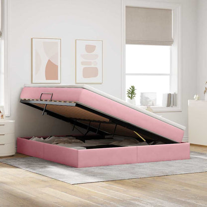 Letto con contenitore e materasso Rosa 160 x 200 cm Velluto | homemem39