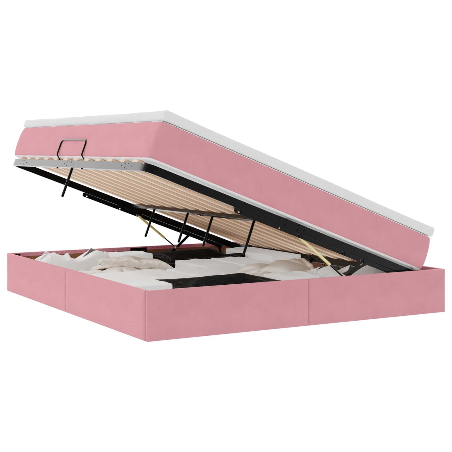 Letto con contenitore e materasso Rosa 160 x 200 cm Velluto | homemem39