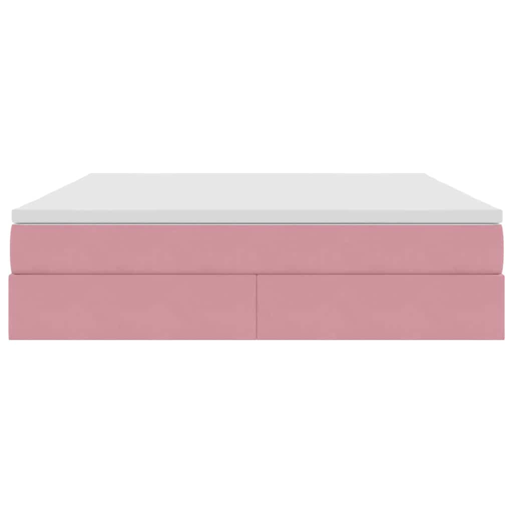 Letto con contenitore e materasso Rosa 160 x 200 cm Velluto | homemem39