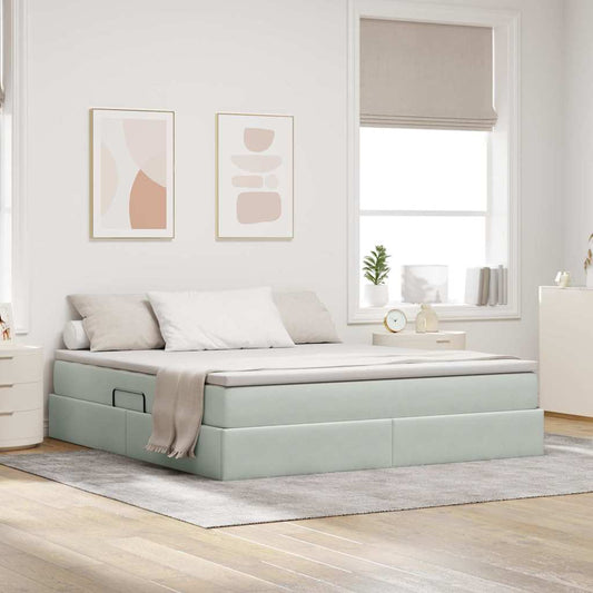 Letto con contenitore e materasso Grigio chiaro 180 x 200 cm | homemem39