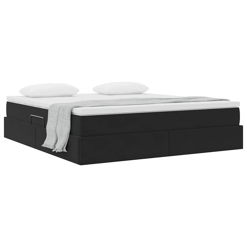 Letto con contenitore e materasso Nero 180 x 200 cm Velluto