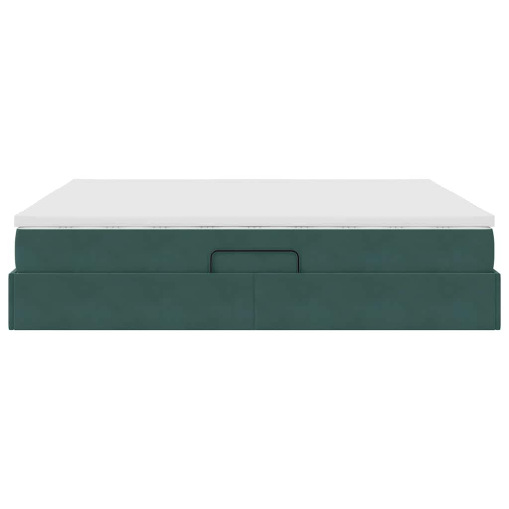 Letto con contenitore e materasso Verde Scuro 180 x 200 cm