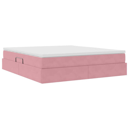 Letto con contenitore e materasso Rosa 180 x 200 cm Velluto | homemem39