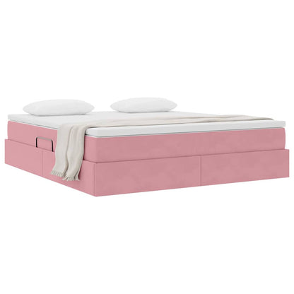 Letto con contenitore e materasso Rosa 180 x 200 cm Velluto | homemem39