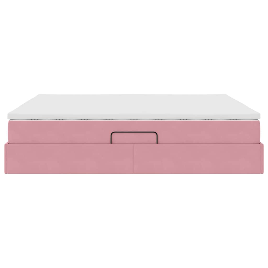 Letto con contenitore e materasso Rosa 180 x 200 cm Velluto | homemem39
