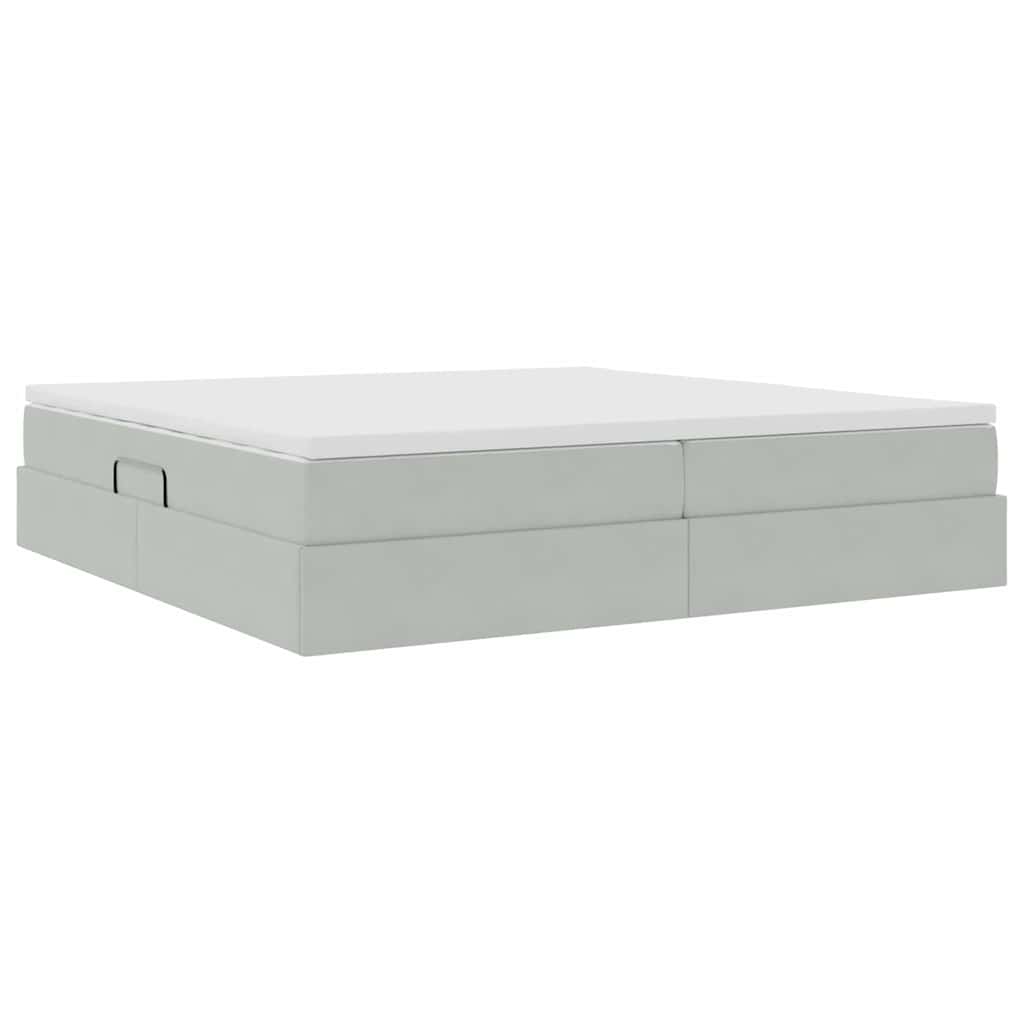 Letto con contenitore e materasso Grigio chiaro 200 x 200 cm | homemem39