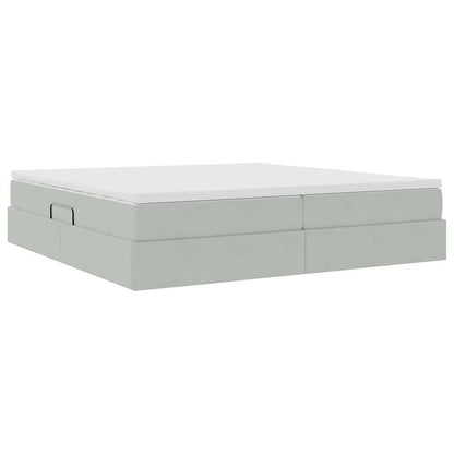 Letto con contenitore e materasso Grigio chiaro 200 x 200 cm | homemem39