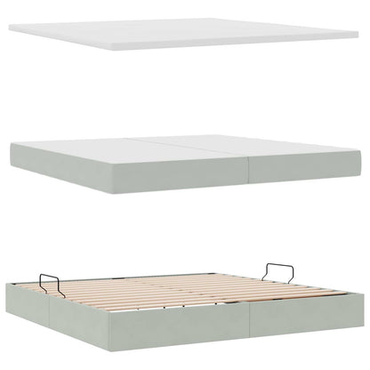 Letto con contenitore e materasso Grigio chiaro 200 x 200 cm | homemem39