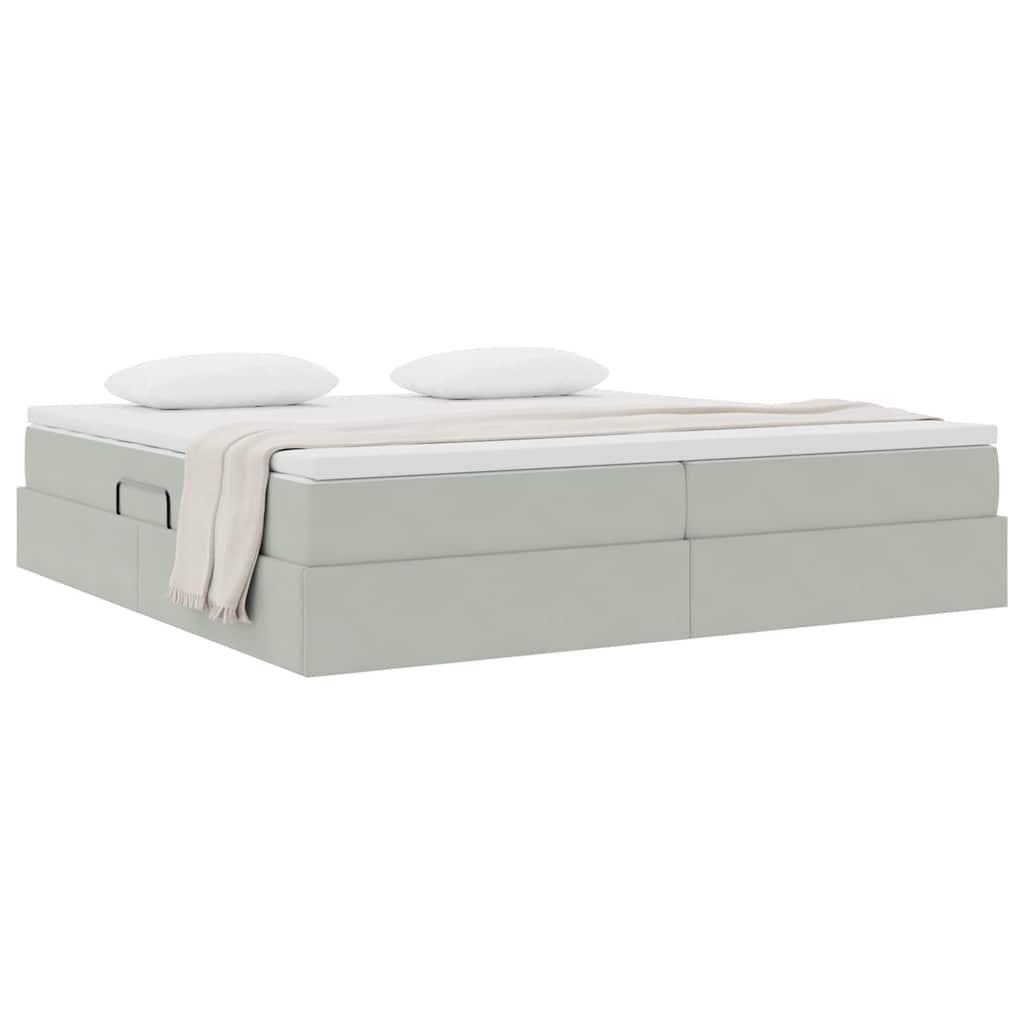Letto con contenitore e materasso Grigio chiaro 200 x 200 cm | homemem39