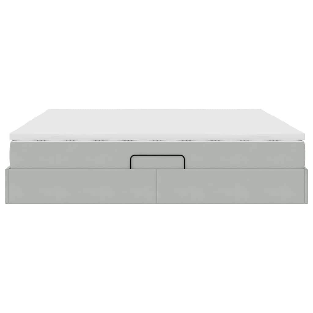 Letto con contenitore e materasso Grigio chiaro 200 x 200 cm | homemem39