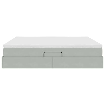 Letto con contenitore e materasso Grigio chiaro 200 x 200 cm