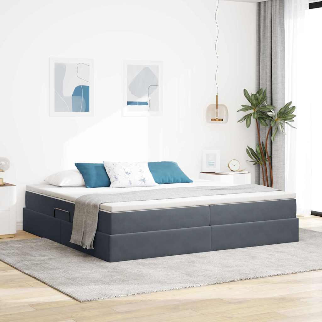 Letto con contenitore e materasso Grigio scuro 200 x 200 cm | homemem39
