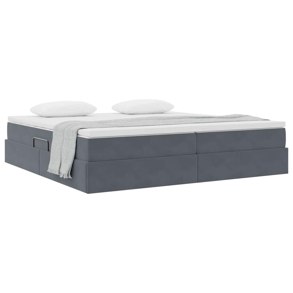 Letto con contenitore e materasso Grigio scuro 200 x 200 cm