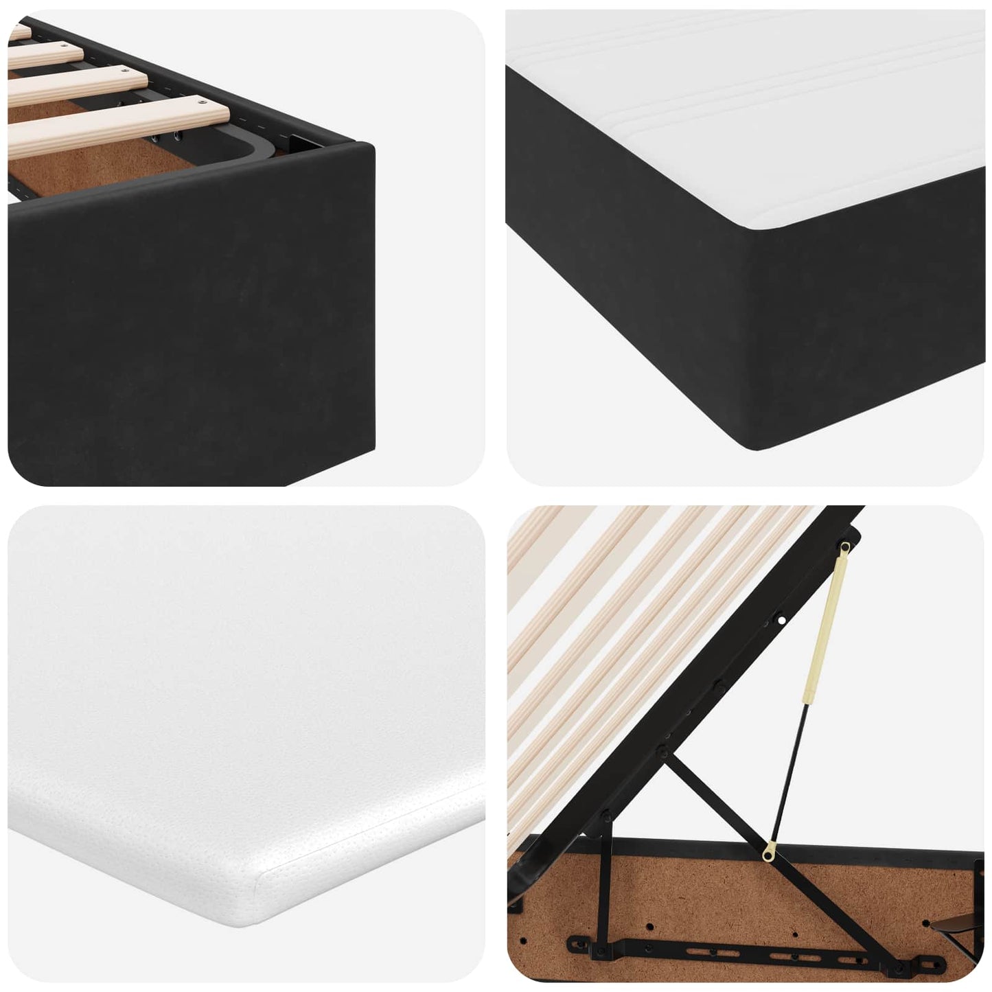 Letto con contenitore e materasso Nero 200 x 200 cm Velluto | homemem39