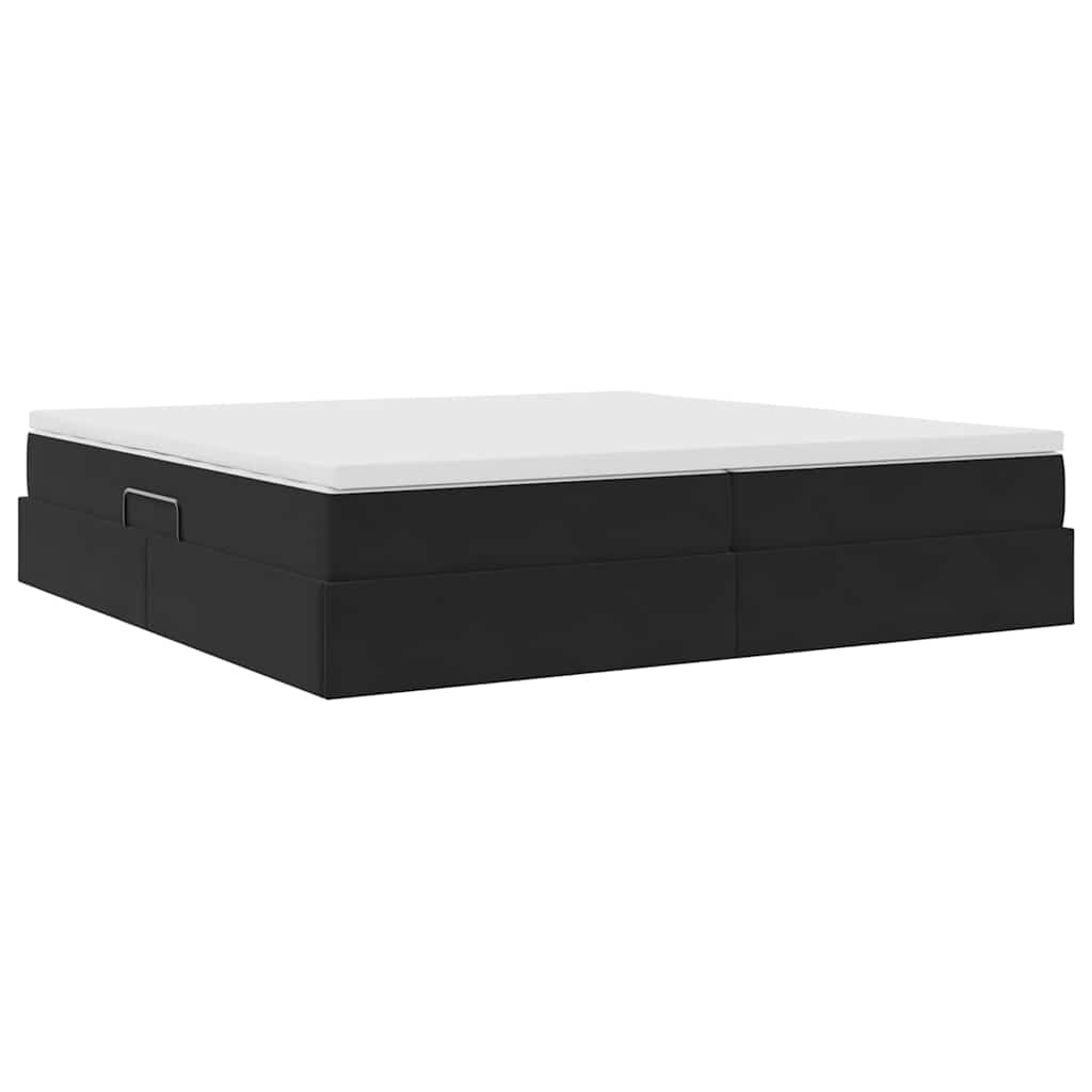 Letto con contenitore e materasso Nero 200 x 200 cm Velluto | homemem39