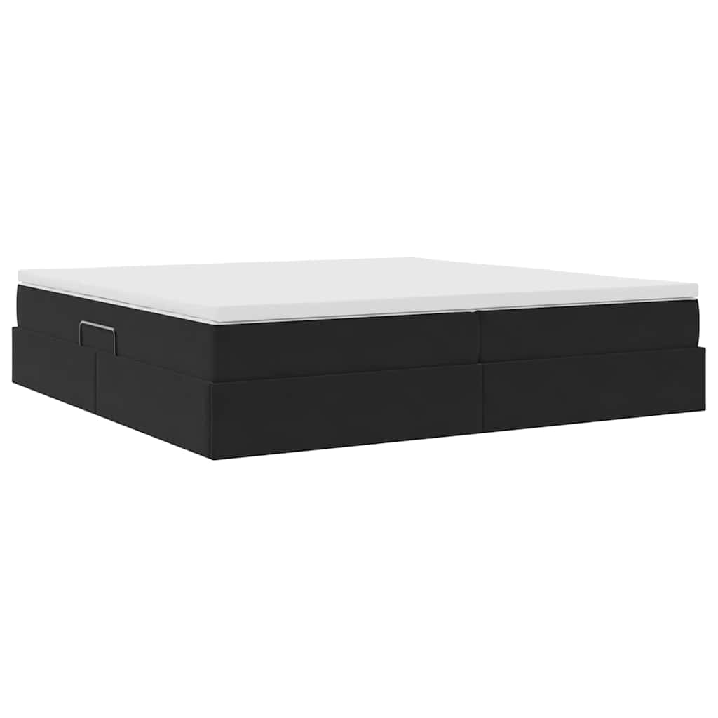 Letto con contenitore e materasso Nero 200 x 200 cm Velluto