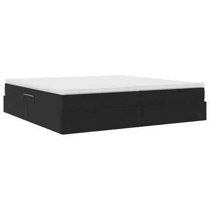 Letto con contenitore e materasso Nero 200 x 200 cm Velluto