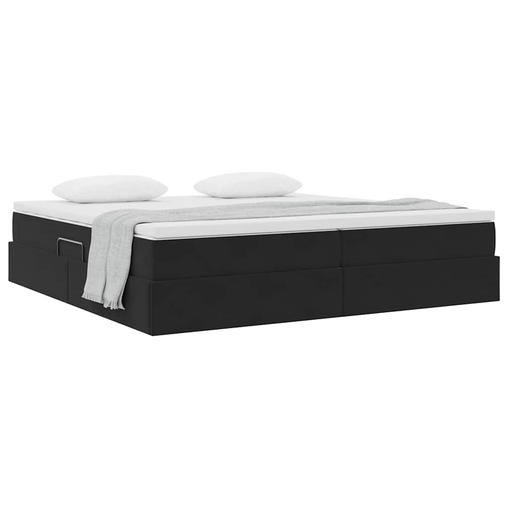 Letto con contenitore e materasso Nero 200 x 200 cm Velluto | homemem39