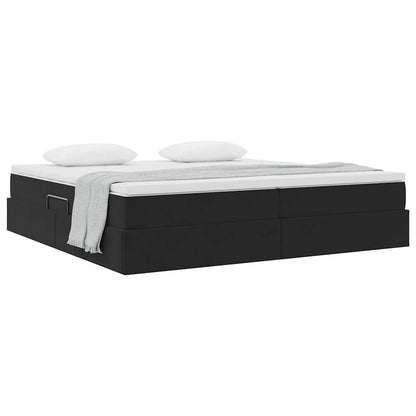 Letto con contenitore e materasso Nero 200 x 200 cm Velluto | homemem39