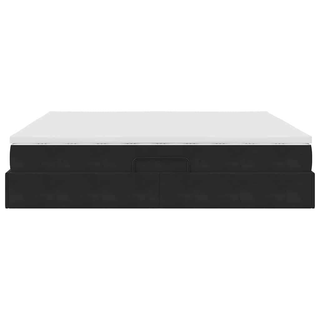 Letto con contenitore e materasso Nero 200 x 200 cm Velluto | homemem39