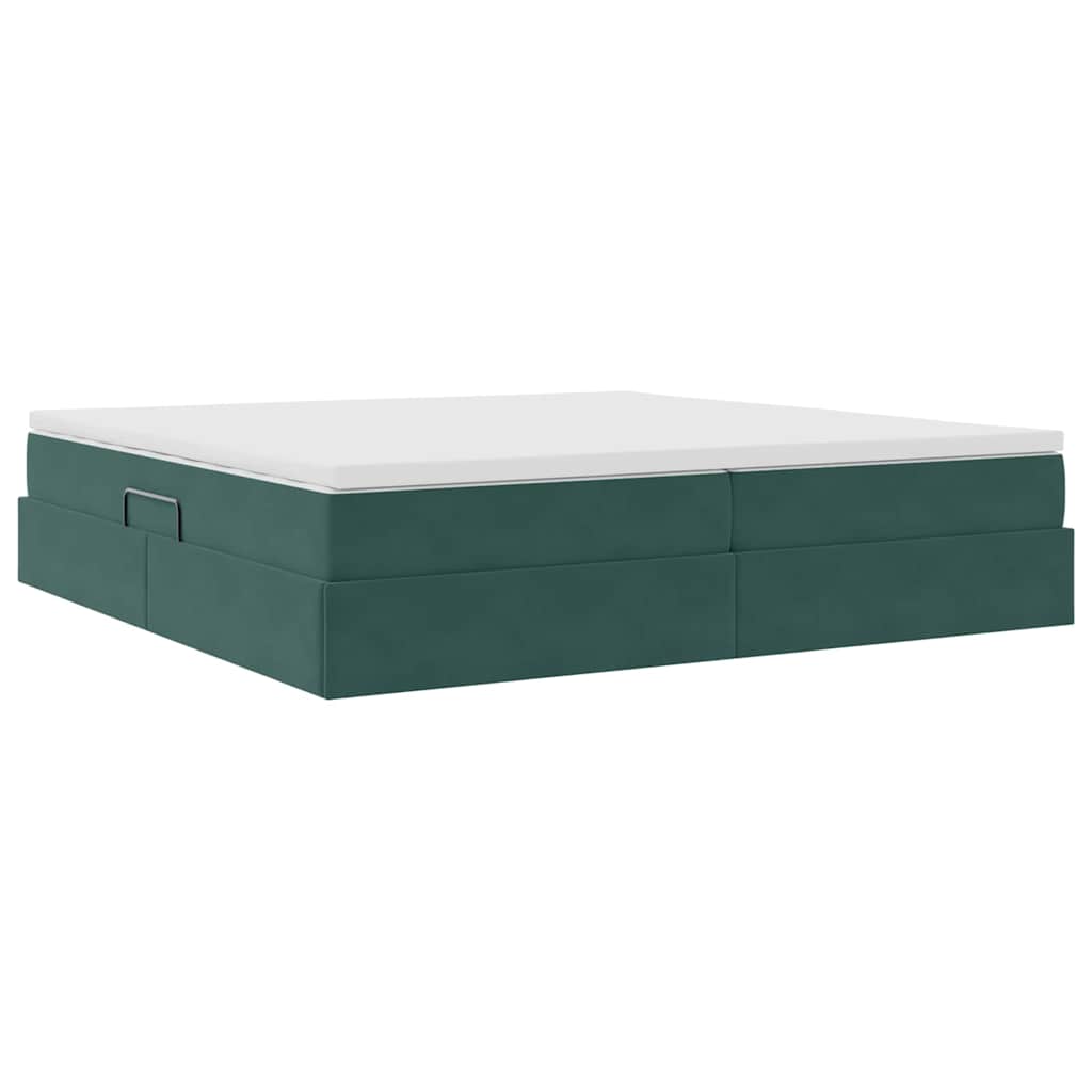 Letto con contenitore e materasso Verde Scuro 200 x 200 cm | homemem39