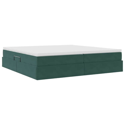 Letto con contenitore e materasso Verde Scuro 200 x 200 cm