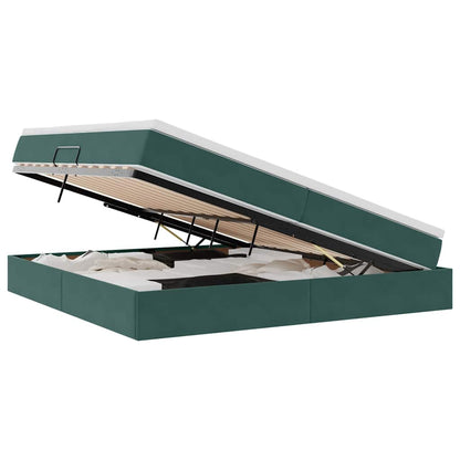 Letto con contenitore e materasso Verde Scuro 200 x 200 cm