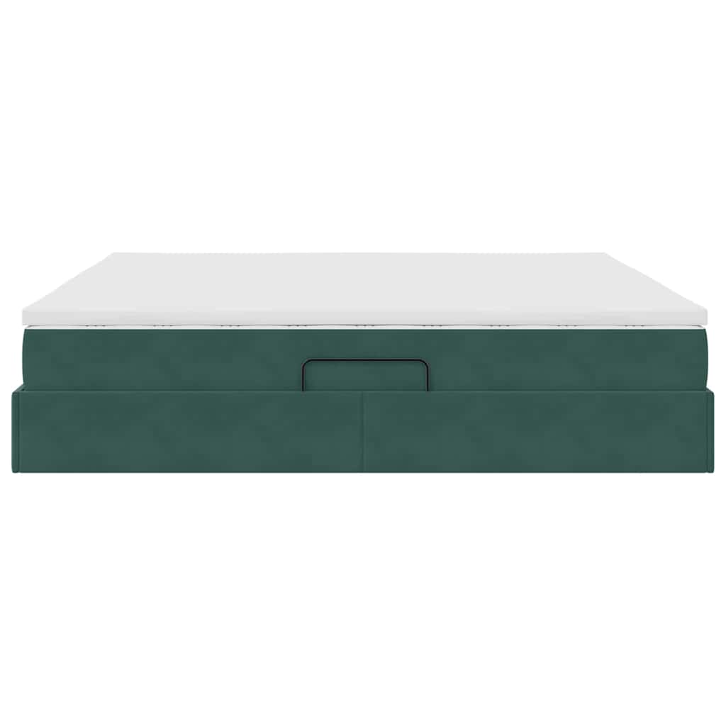 Letto con contenitore e materasso Verde Scuro 200 x 200 cm | homemem39