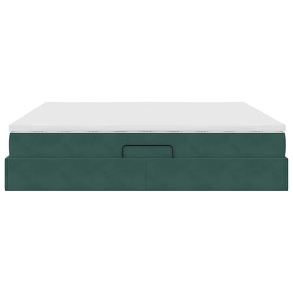 Letto con contenitore e materasso Verde Scuro 200 x 200 cm | homemem39
