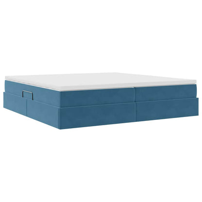 Letto con contenitore e materasso Blu Scuro 200 x 200 cm