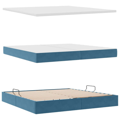 Letto con contenitore e materasso Blu Scuro 200 x 200 cm | homemem39