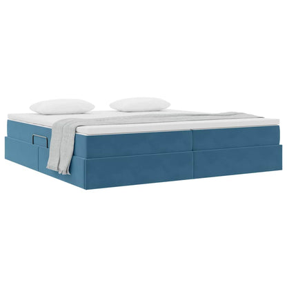 Letto con contenitore e materasso Blu Scuro 200 x 200 cm | homemem39