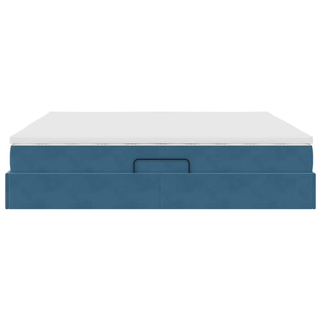 Letto con contenitore e materasso Blu Scuro 200 x 200 cm | homemem39