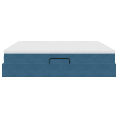 Letto con contenitore e materasso Blu Scuro 200 x 200 cm