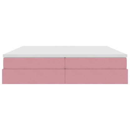 Letto con contenitore e materasso Rosa 200 x 200 cm Velluto | homemem39