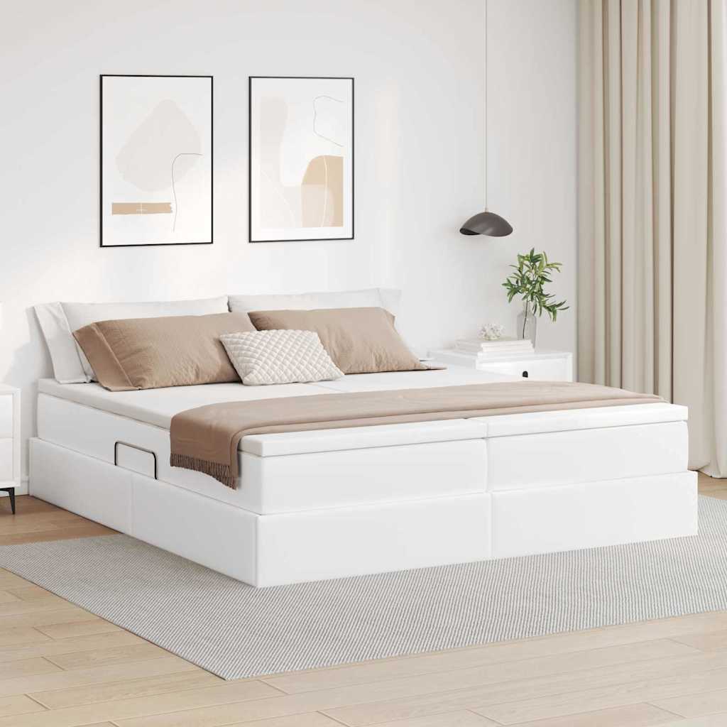 Letto con contenitore e materasso Bianco 180 x 200 cm