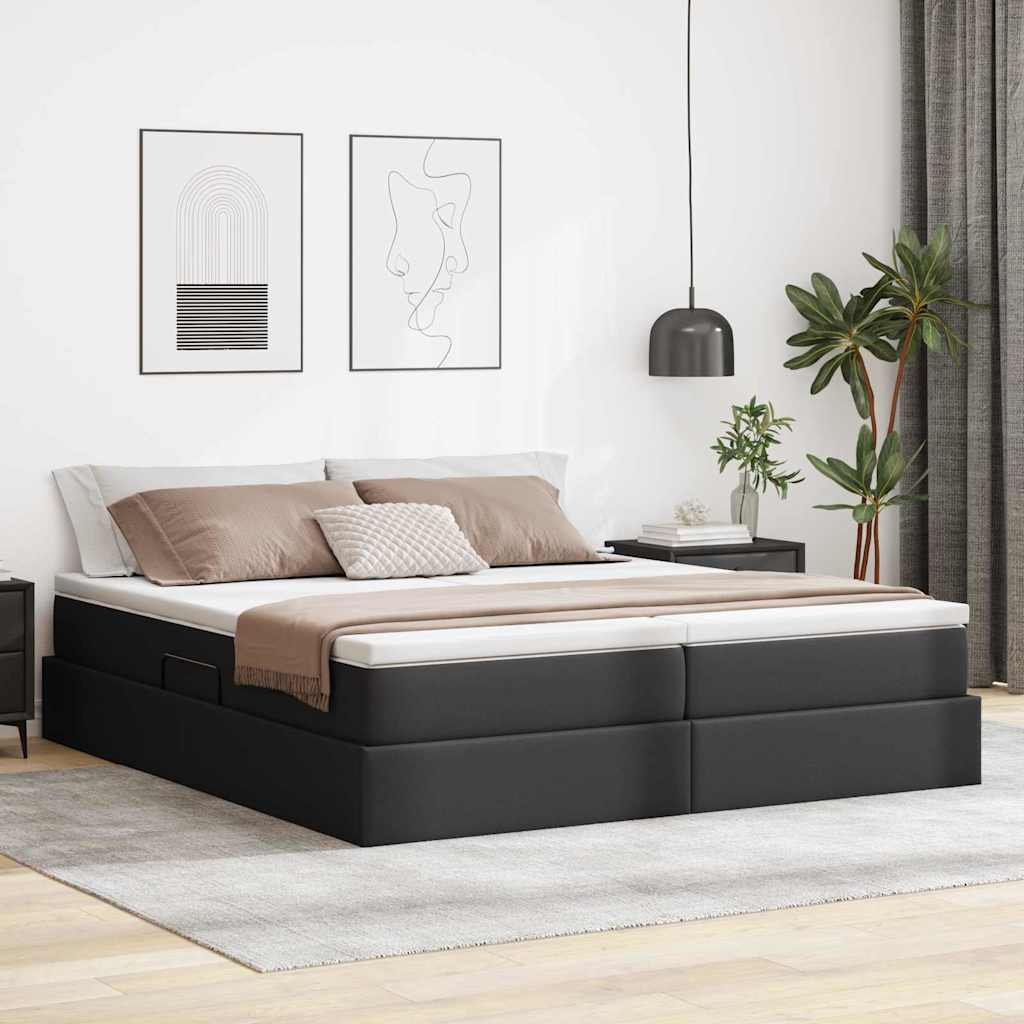 Letto con contenitore e materasso Nero 200 x 200 cm | homemem39