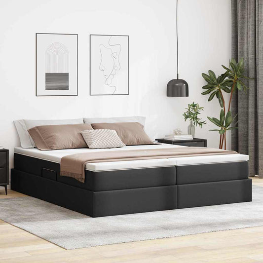 Letto con contenitore e materasso Nero 200 x 200 cm | homemem39