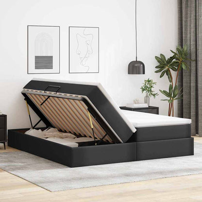 Letto con contenitore e materasso Nero 200 x 200 cm | homemem39