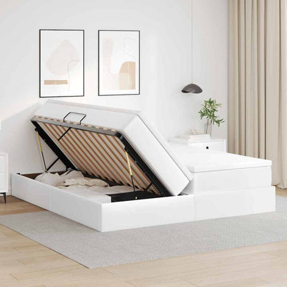 Letto con contenitore e materasso Bianco 200 x 200 cm