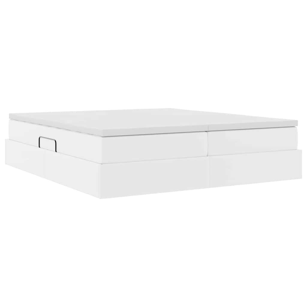 Letto con contenitore e materasso Bianco 200 x 200 cm