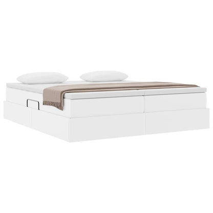 Letto con contenitore e materasso Bianco 200 x 200 cm