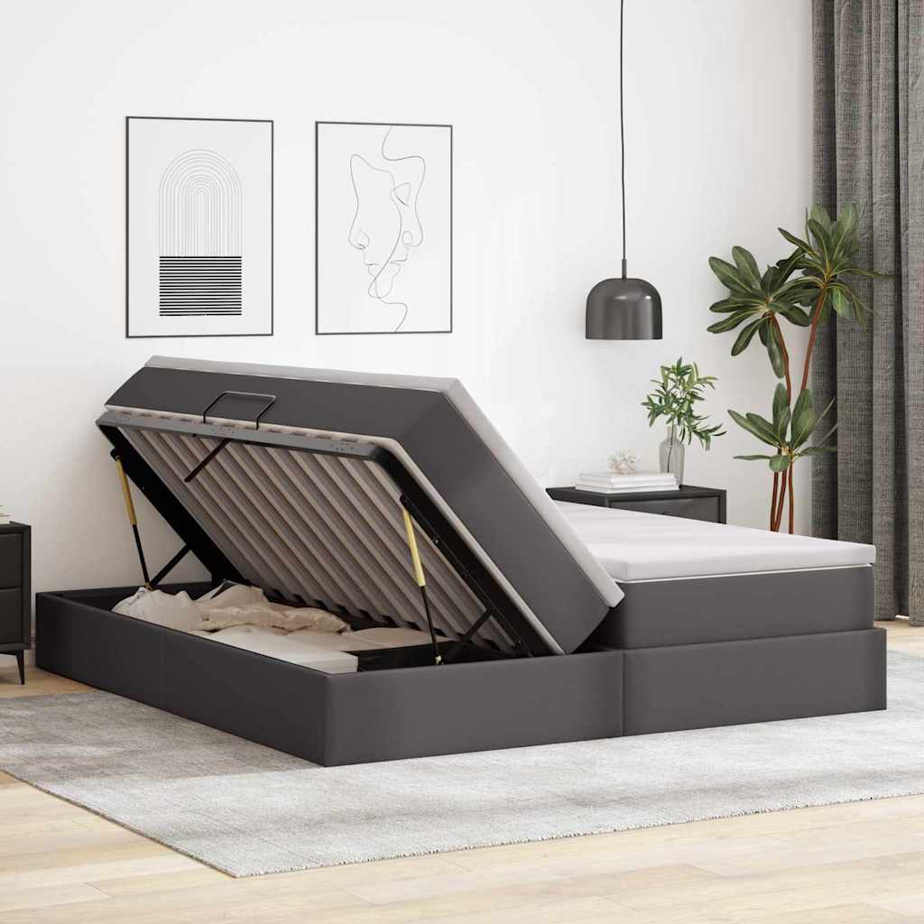 Letto con contenitore e materasso Grigio 200 x 200 cm | homemem39