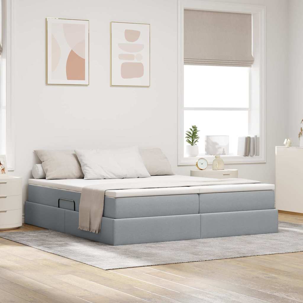 Letto con contenitore e materasso Grigio chiaro 180 x 200 cm | homemem39
