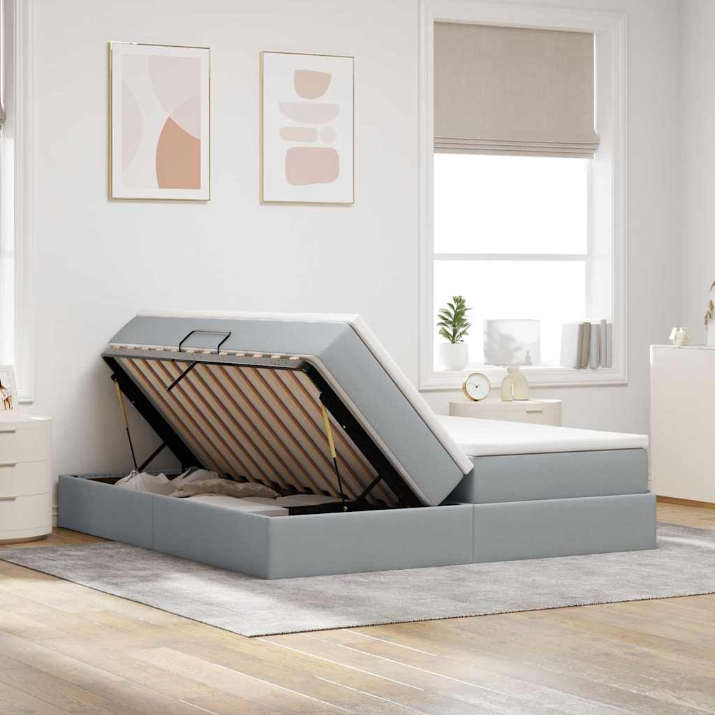 Letto con contenitore e materasso Grigio chiaro 180 x 200 cm | homemem39