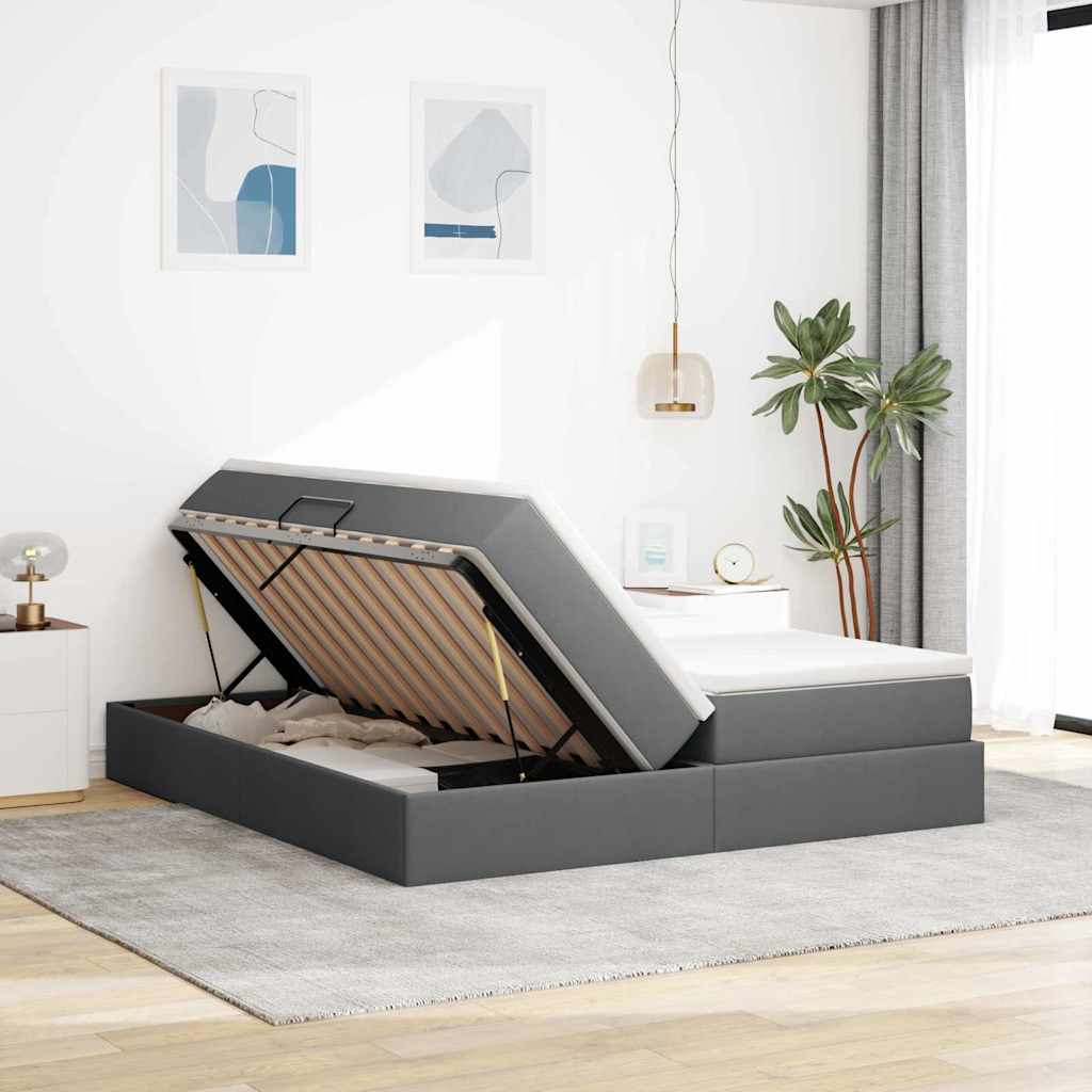 Letto con contenitore e materasso Grigio scuro 180 x 200 cm | homemem39