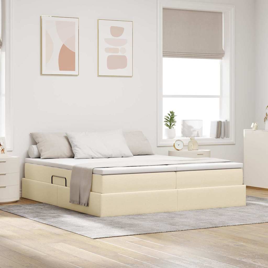 Letto con contenitore e materasso Crema 180 x 200 cm Poliestere | homemem39