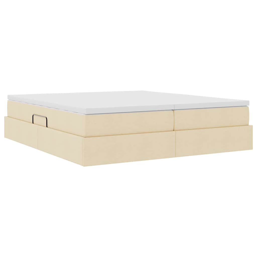 Letto con contenitore e materasso Crema 180 x 200 cm Poliestere