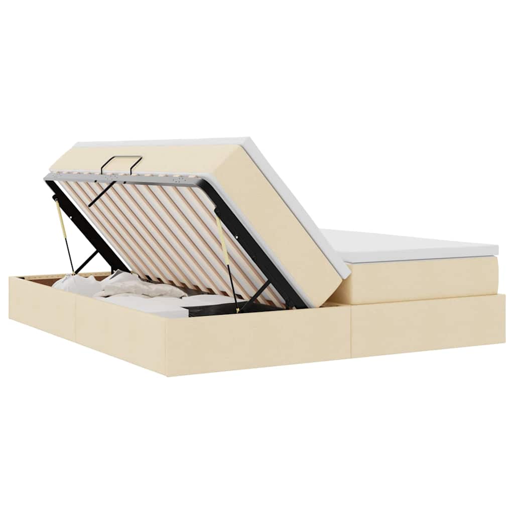Letto con contenitore e materasso Crema 180 x 200 cm Poliestere